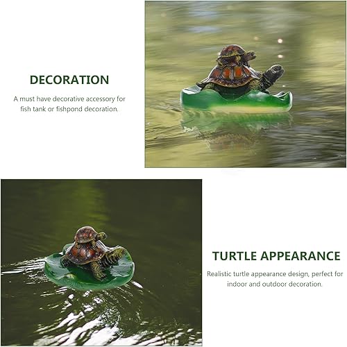 Miniatura 5 de Happyyami Espuma flotante artificial de flores de loto, almohadilla de lirio artificial de tortuga, hojas de loto flotantes, almohadilla de lirio de