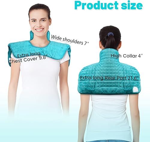Miniatura 3 de Almohadilla térmica eléctrica, almohadilla térmica pesada de 21.6 x 19.6 pulgadas para cuello y hombros, almohadilla térmica de hombro de cuello