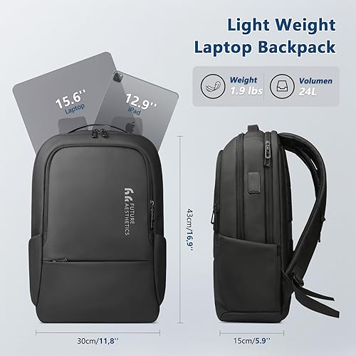 Miniatura 6 de hk Mochila inteligente de negocios para laptop de 15.6 pulgadas con puerto de carga USB, ligera, de alta tecnología, informal, resistente al agua,