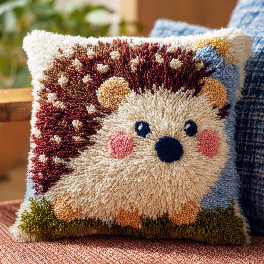Henypt Latch Hook Cushions Kits Hedgehog