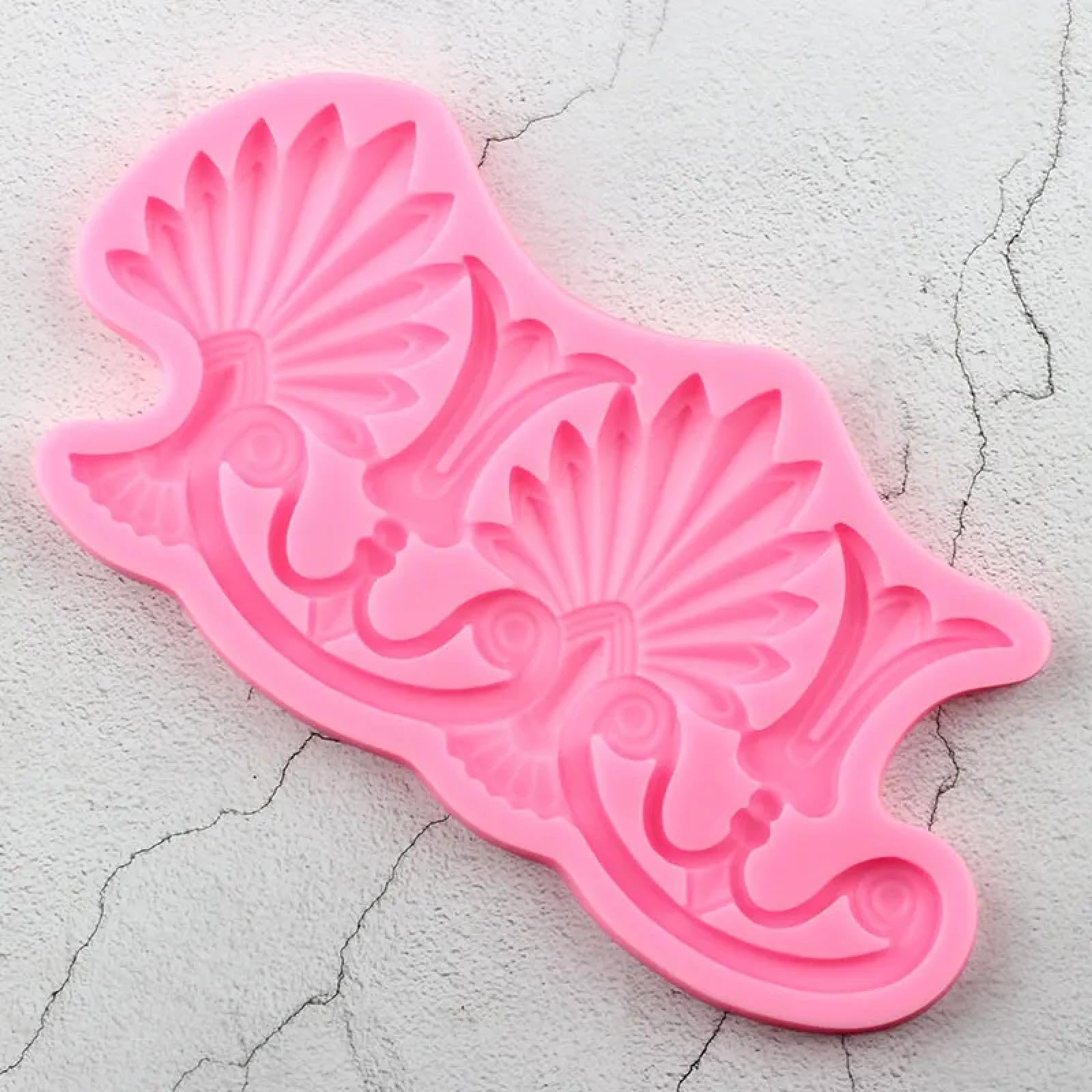 Moldes de silicona para manualidades, molde de chocolate, 21 x 10,4 cm, borde barroco europeo, molde de silicona para alivio de flores, decoración de cupcakes, fondant, herramientas de decoración de