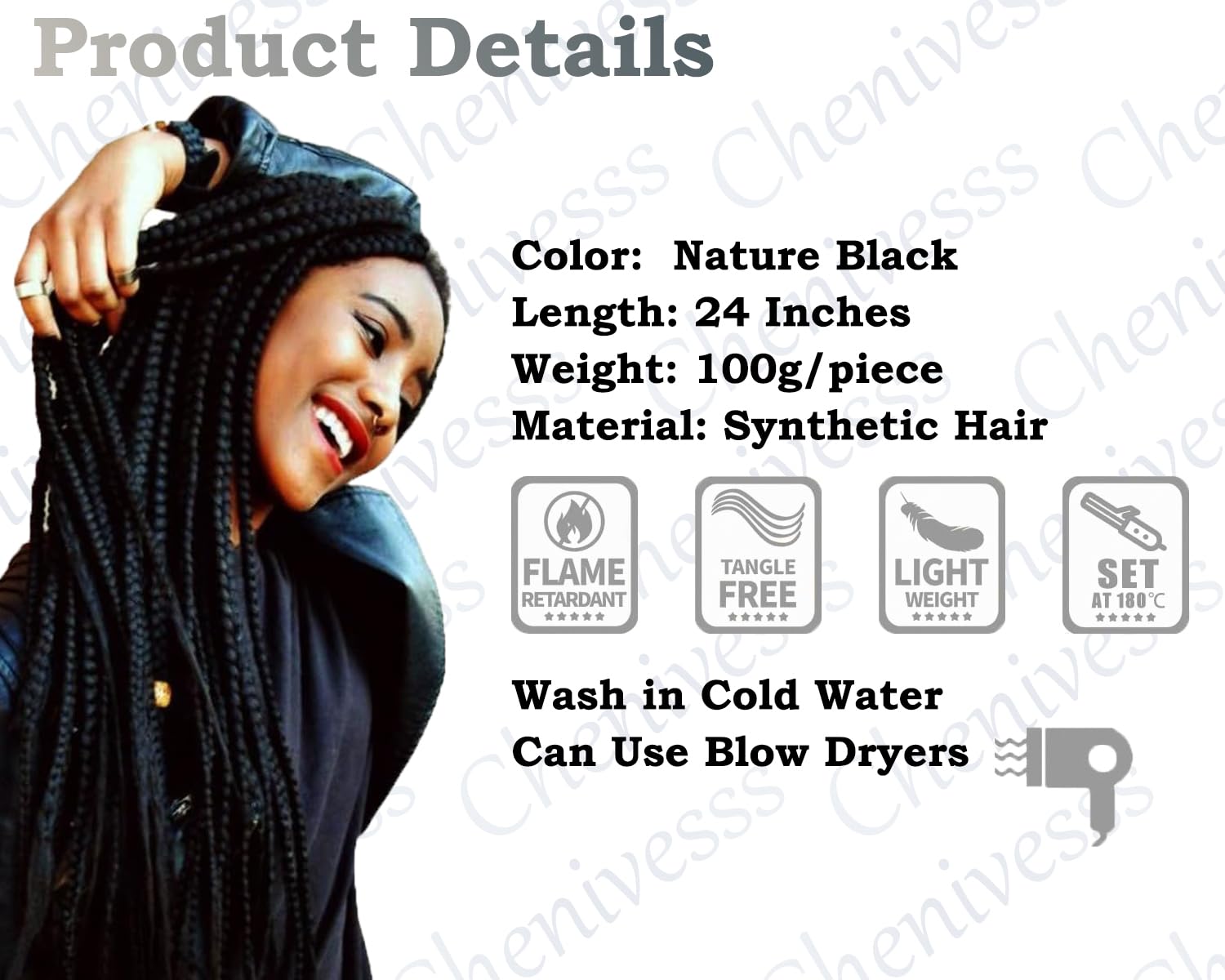 3 Pcs /300g 24 Inch Jumbo Braiding Hair, Braid Hair Extensions Synthetic Wig - Image 3