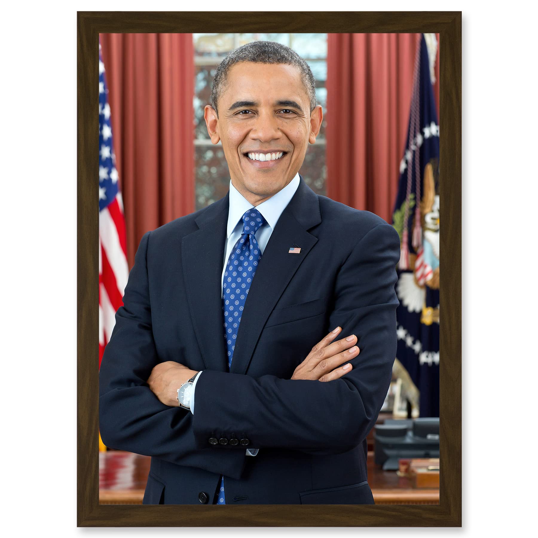 Artery8 Us President Barack Obama Photo Souza Portrait A4 Artwork Framed Wall Art Print