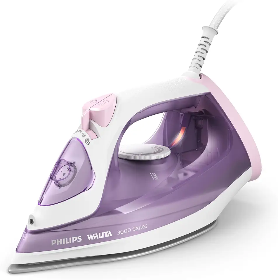 Philips Walita Série 3000 Ferro a Vapor – Base Cerâmica, Sistema de Vapor 140g, Vapor Contínuo 15g/min, Função Antigotejamento, Ponta de Precisão Tripla (DST3010/32)