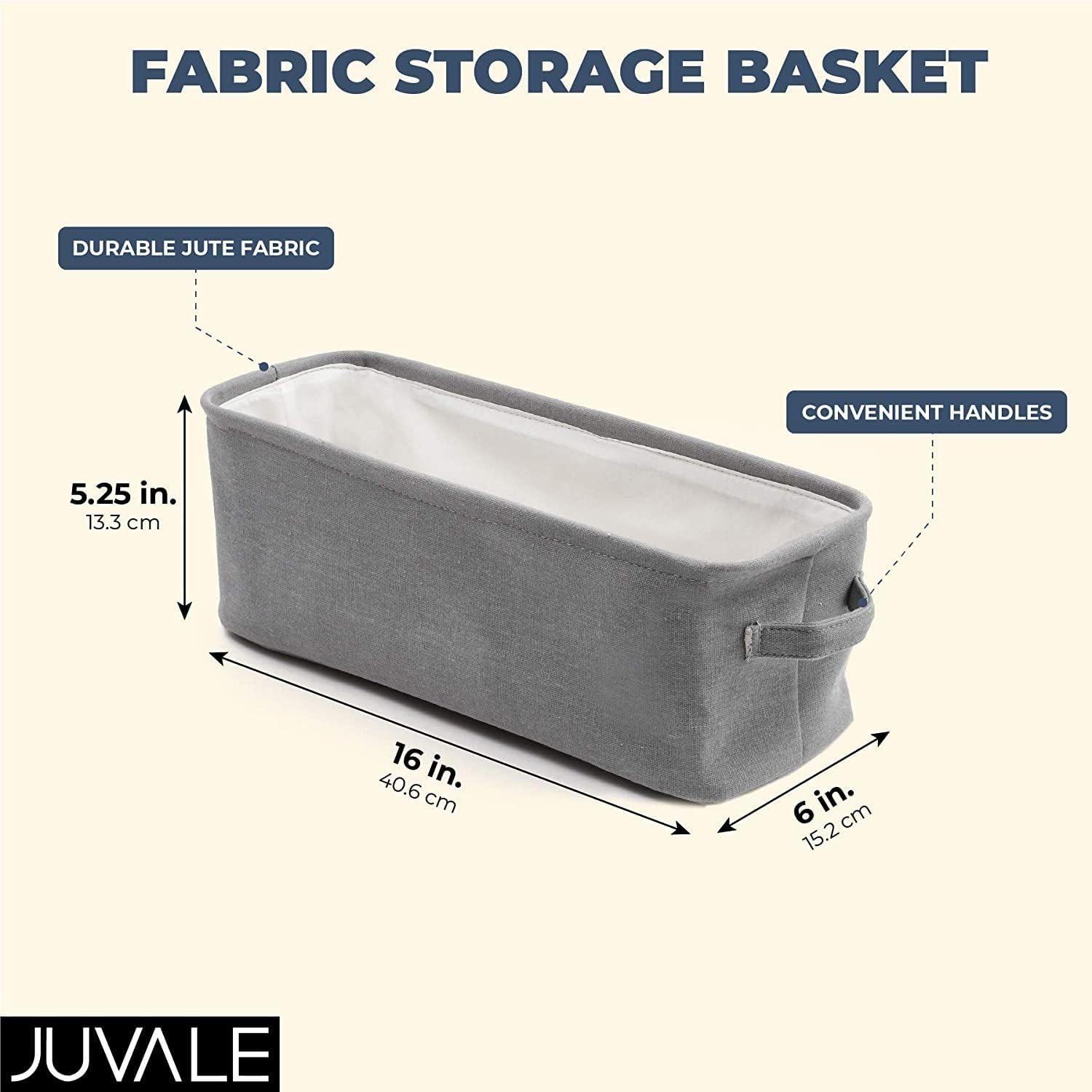 Juvale Rectangular Toilet Paper Storage Basket - Space-Saving Narrow Bathroom Storage Bin - Toilet Paper Organizer & Countertop Bathroom Caddy - Jute Fabric Bin - Gray, 16 x 6 x 5.5 in