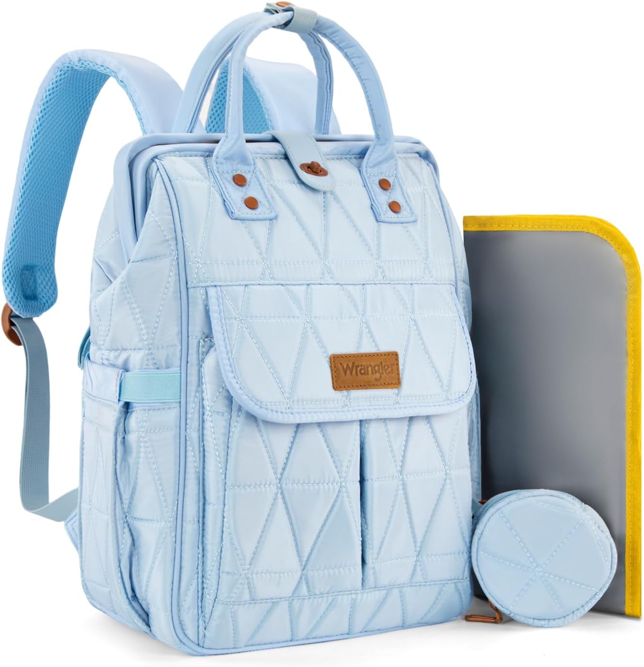 Montana West Wrangler Diaper Bag Backpack Baby Essentials Bag Quilted Travel Backpacks with Insulated Pockets, Portable Changing Pad, Stroller Straps, Pacifier Case