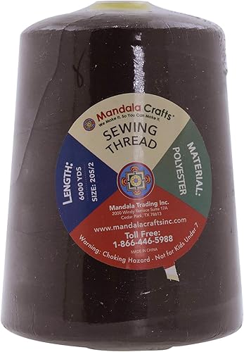 Vista 65 de Mandala Crafts - Hilo de coser multiusos de poliéster para máquina de coser de sarga, sobrehilado, acolchado Beige