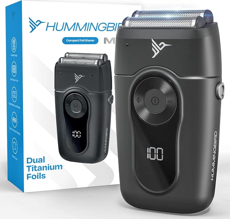 Barbeador elétrico de tela HUMMINGBIRD MK2 com cabeça flexível dupla, USB-C e 3 velocidades