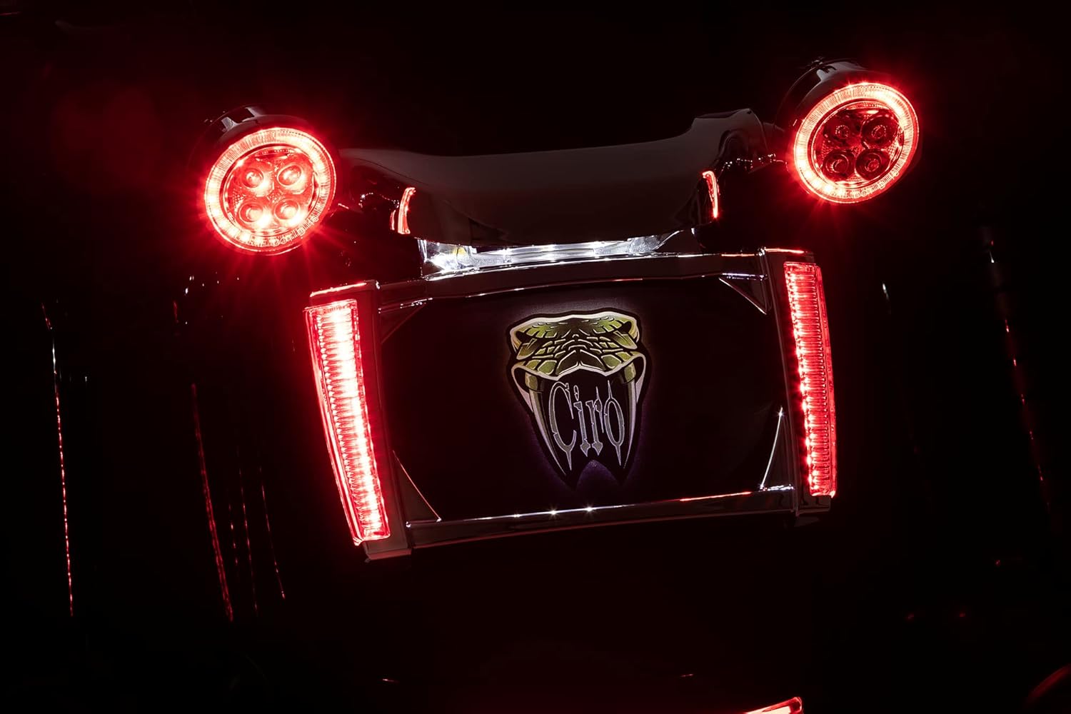 Ciro LED Lighted License Plate Frame (Chrome) (red Lens) for Motorcycles