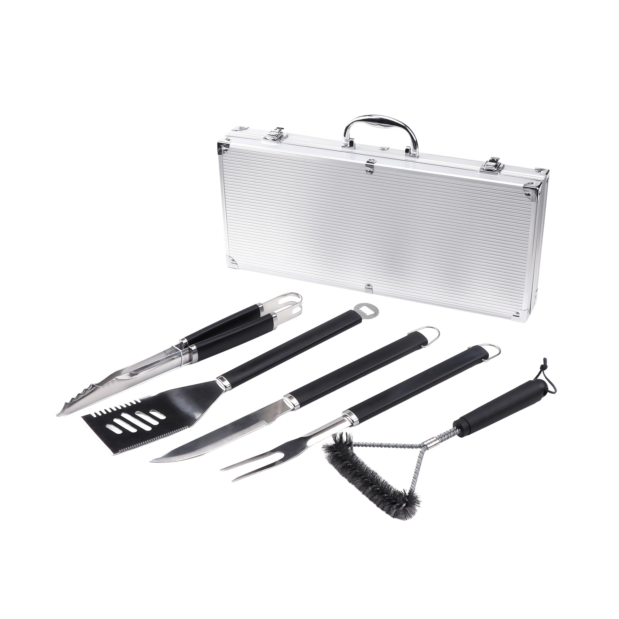 Amig - Valigetta con 5 Accessori per Barbecue - Acciaio Inossidabile - Set Completo di Utensili con Custodia - Accessori Pratici e Presentazione Curata per Regalo - Mod. AM01