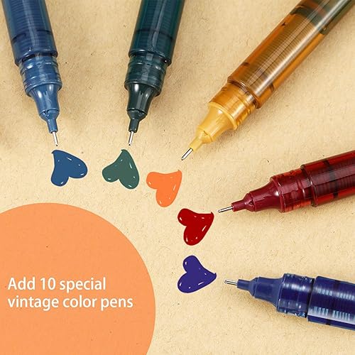 Miniatura 9 de 12 bolígrafos de punta rodante, punto extrafino de 164 pulgadas (0.5 mm), bolígrafos de tinta líquida de secado rápido, (negro y rojo)