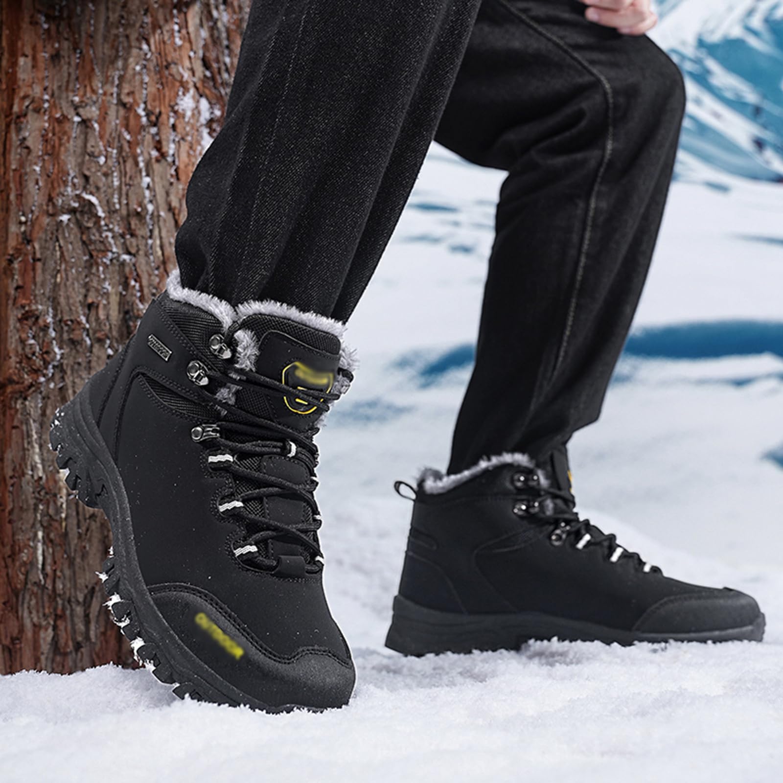 Męskie buty trekkingowe | wiatroszczelne buty zimowe z podszewką termiczną i profilowaną podeszwą TPR na leśne ścieżki, na co dzień i na deszczową pogodę
