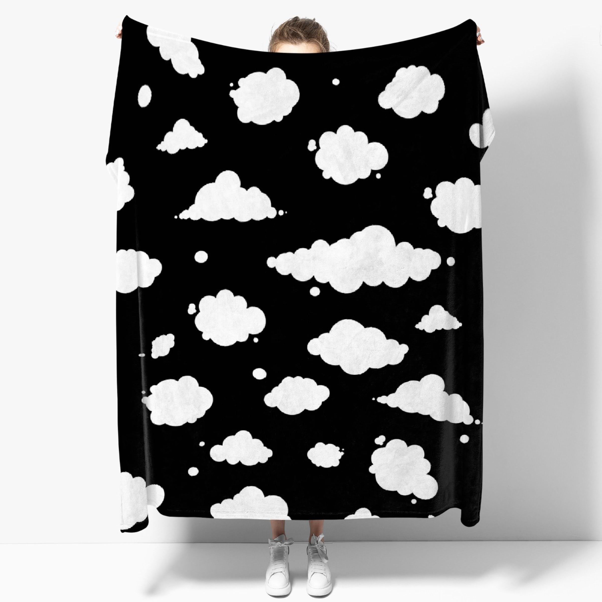 Sumedha Cloud Blanket Black and White Throw Blanket, Cloud Gift for Girl  and Boy, Flannel Lightweight Super Soft, Small 50