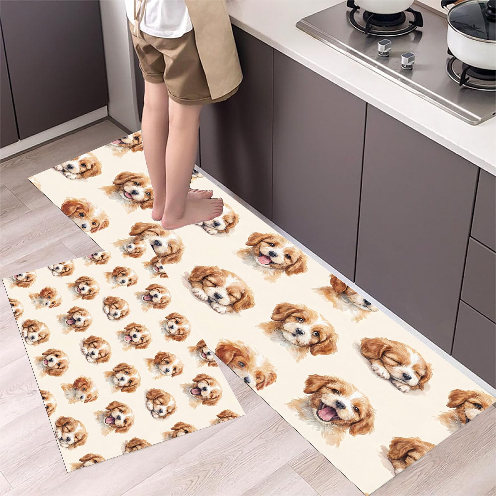 Tapis de cuisine antidérapant contre huile et eau motif Cavalier
