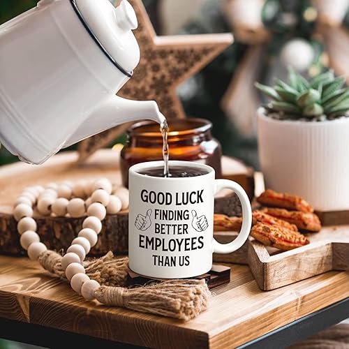Miniatura 2 de Maustic Taza de café divertida con texto en inglés Boss Going Away, Good Luck Finding Better Employees Than Us, regalo de jubilación para jefe,