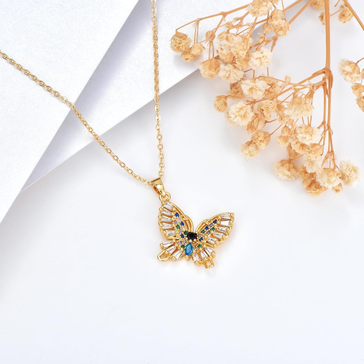 Butterfly Necklace for Women 18k Gold Plated Butterfly Crystal Pendant Trendy Butterfly Jewelry Birthday Christmas Gift for Wife Mom - Image 4