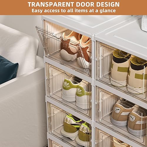 Miniatura 7 de Organizador de zapatos apilable de 5 niveles con parte delantera abierta, cajas de soporte para zapatos que ahorran espacio, contenedores de