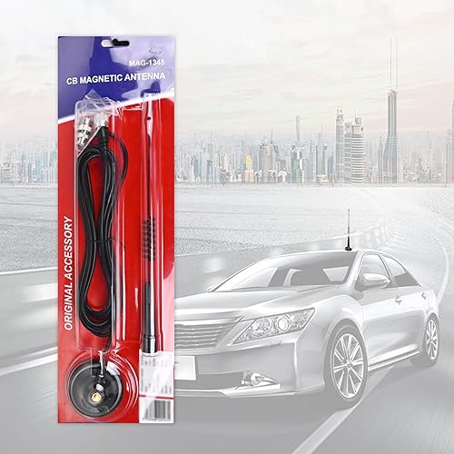 Miniatura 6 de Antena de radio CB de 27 MHz de 13 pulgadas con adaptador BNC y montaje magnético para radios de camión President Midland Cobra Uniden Anytone