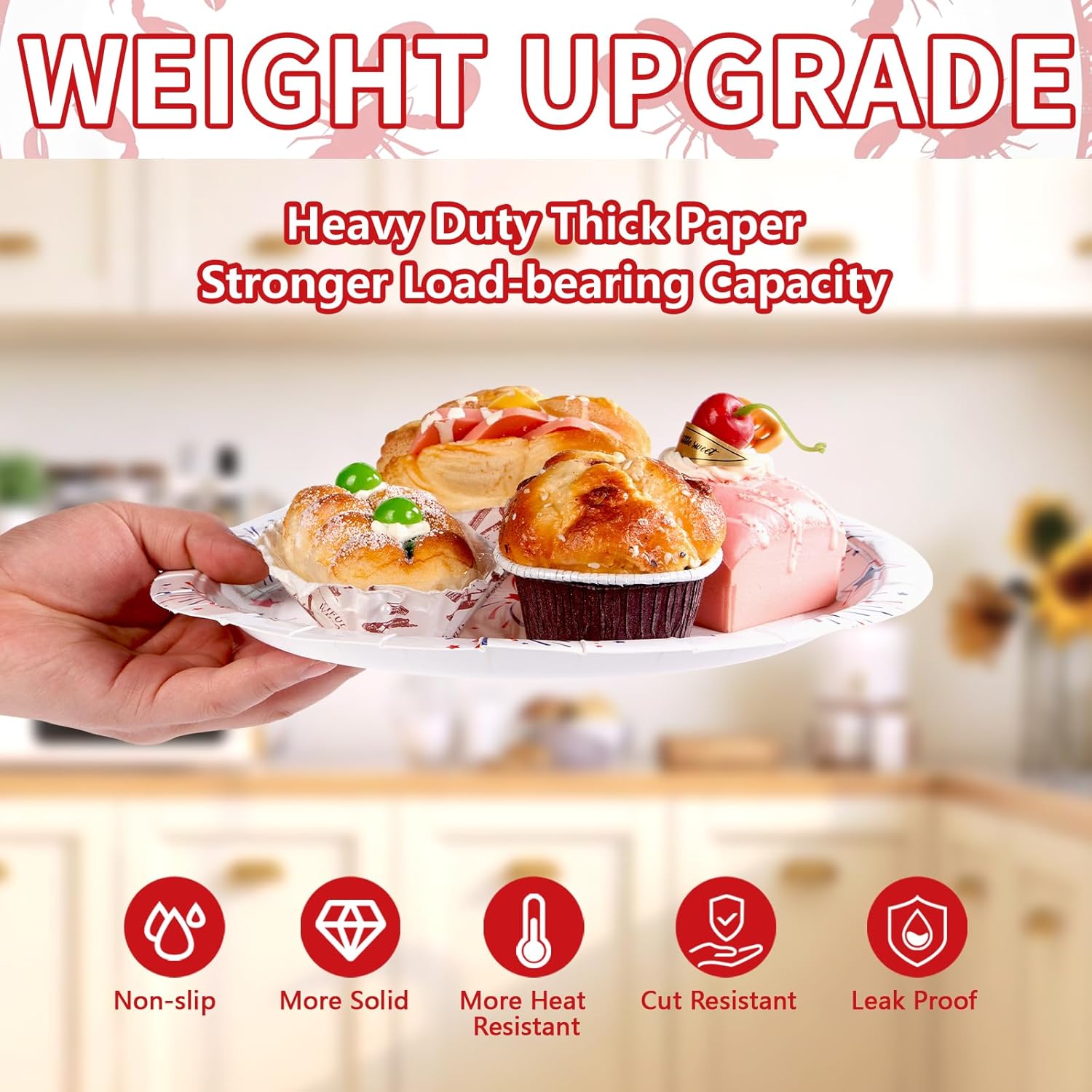 Grencian 50Pcs Crawfish Boil Oval Paper Plates 10" X 12" Disposable Red Grid Pattern Crawfish Party Plates Crawfish Tableware for Lobster BBQ Gathering Picnic Cookout Carnival Birthday Decorations - Image 7