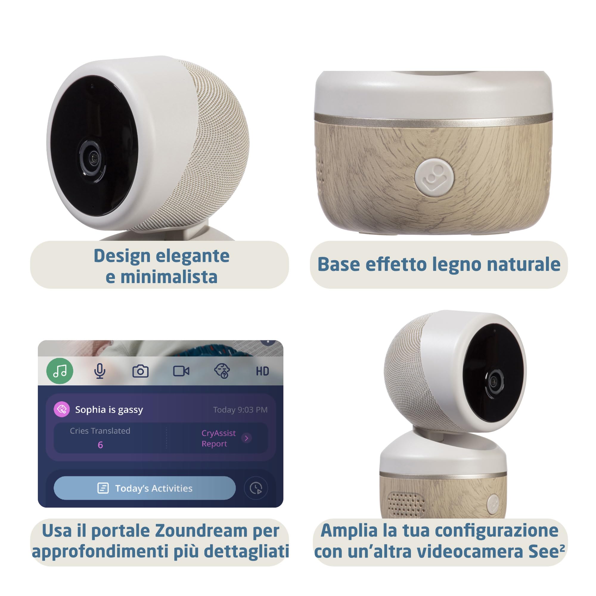 Maxi Cosi See2 Plus Baby Monitor Video, Audio e Visione Notturna, Connettività App, CryAssist, Video Ultra HD (2K), Display 5.5’’, Termometro e Igrometro, Parte di Maxi-Cosi Connected Home