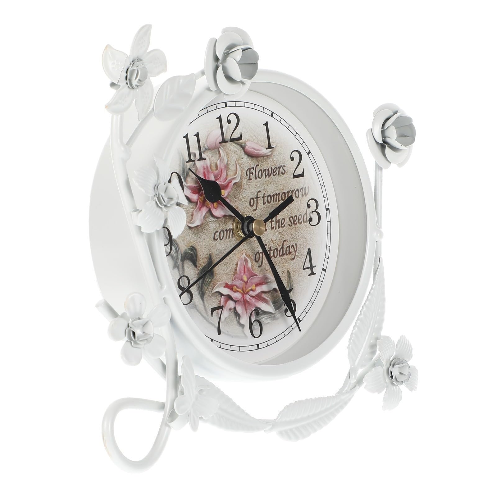 Reloj vintage de sobremesa retro para adorno de hogar de hierro y vidrio