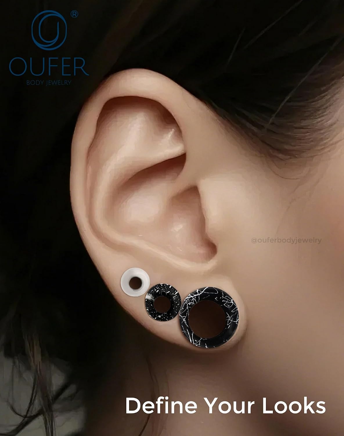 OUFER 8PCS 0g-9/16'' Silicone Tunnels, Stretchers Expander Gauges for Ears, Flexible Silicone Plugs, Double Flared Flesh Ear Piercing Jewelry for Women Men
