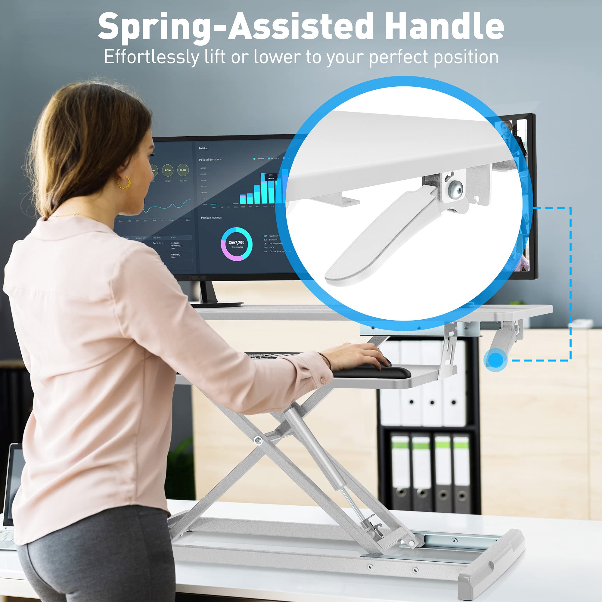 AboveTEK Standing Desk Converter, 36" Stand Up Desk Riser with Gel