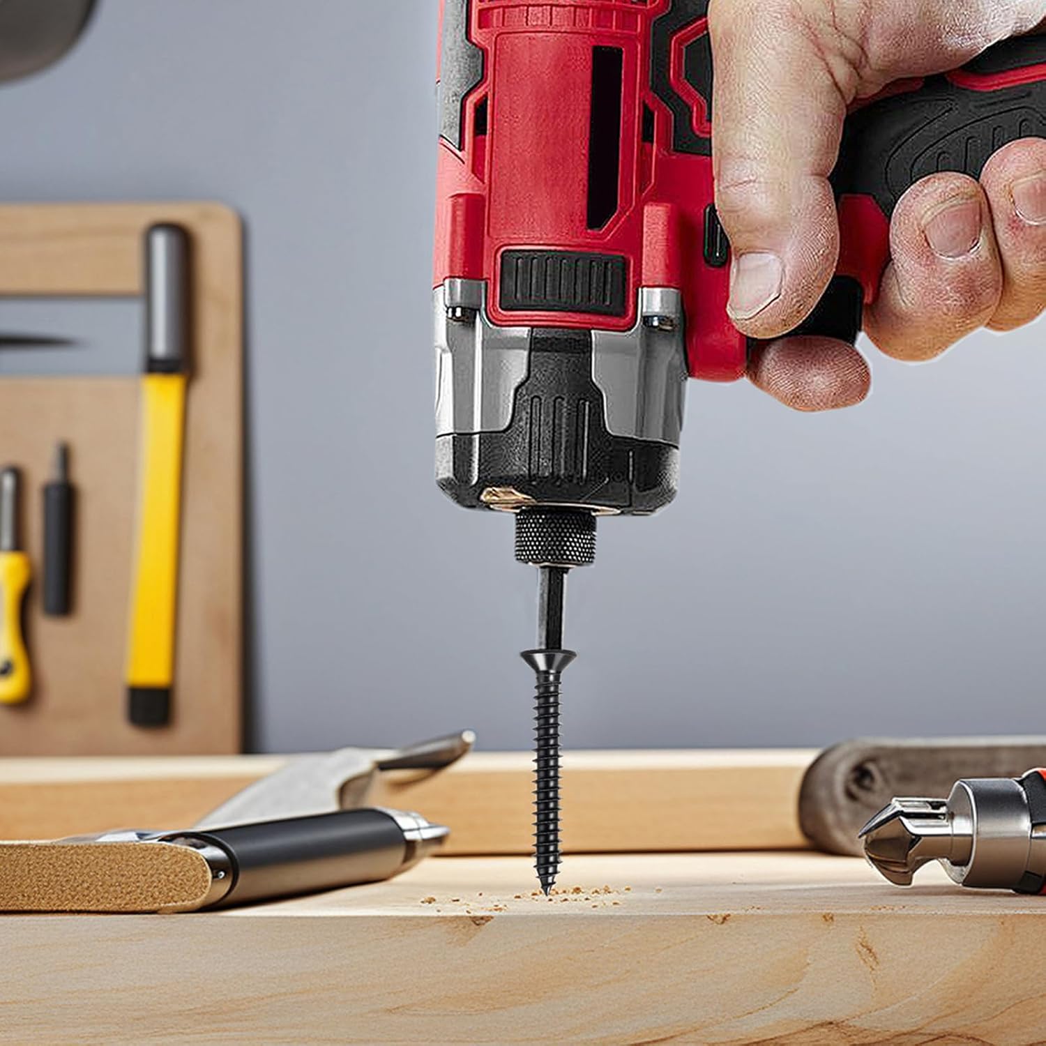 #10 x 2-1/2" Wood Screws Flat Head Phillips Quick Self-Tapping Screws 304 Stainless Steel Black Screws 100pcs HS/ZGLS-01