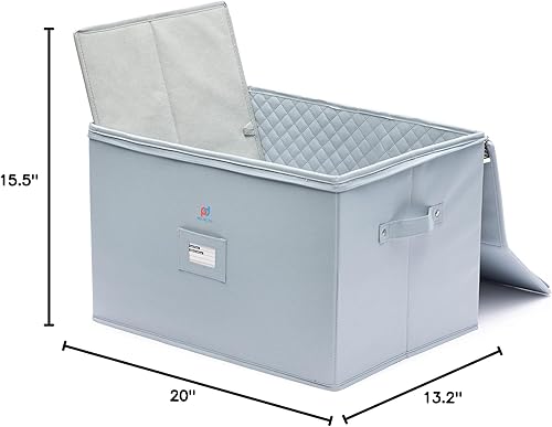 Miniatura 10 de MOJECTO Caja de almacenamiento de copas duras extra grande (20 x 15.5 x 13.2 pulgadas). 12 compartimentos acolchados grandes para botellas de vino,