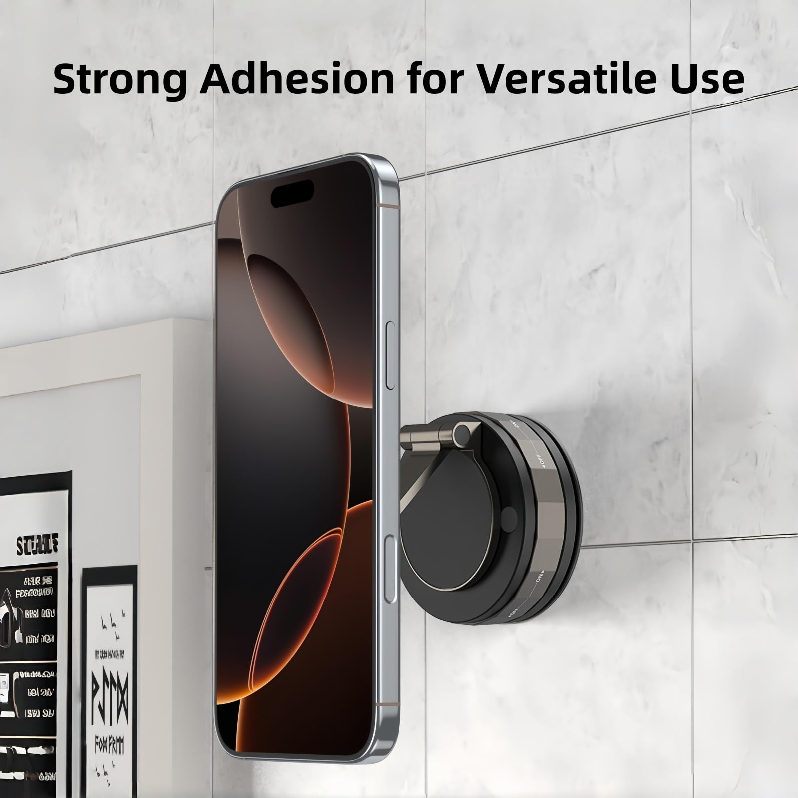 Supporto per telefono da auto, universale, per iPhone 16/15, Samsung S24/S23 e 4-7", girevole a 360° e stabile, nero