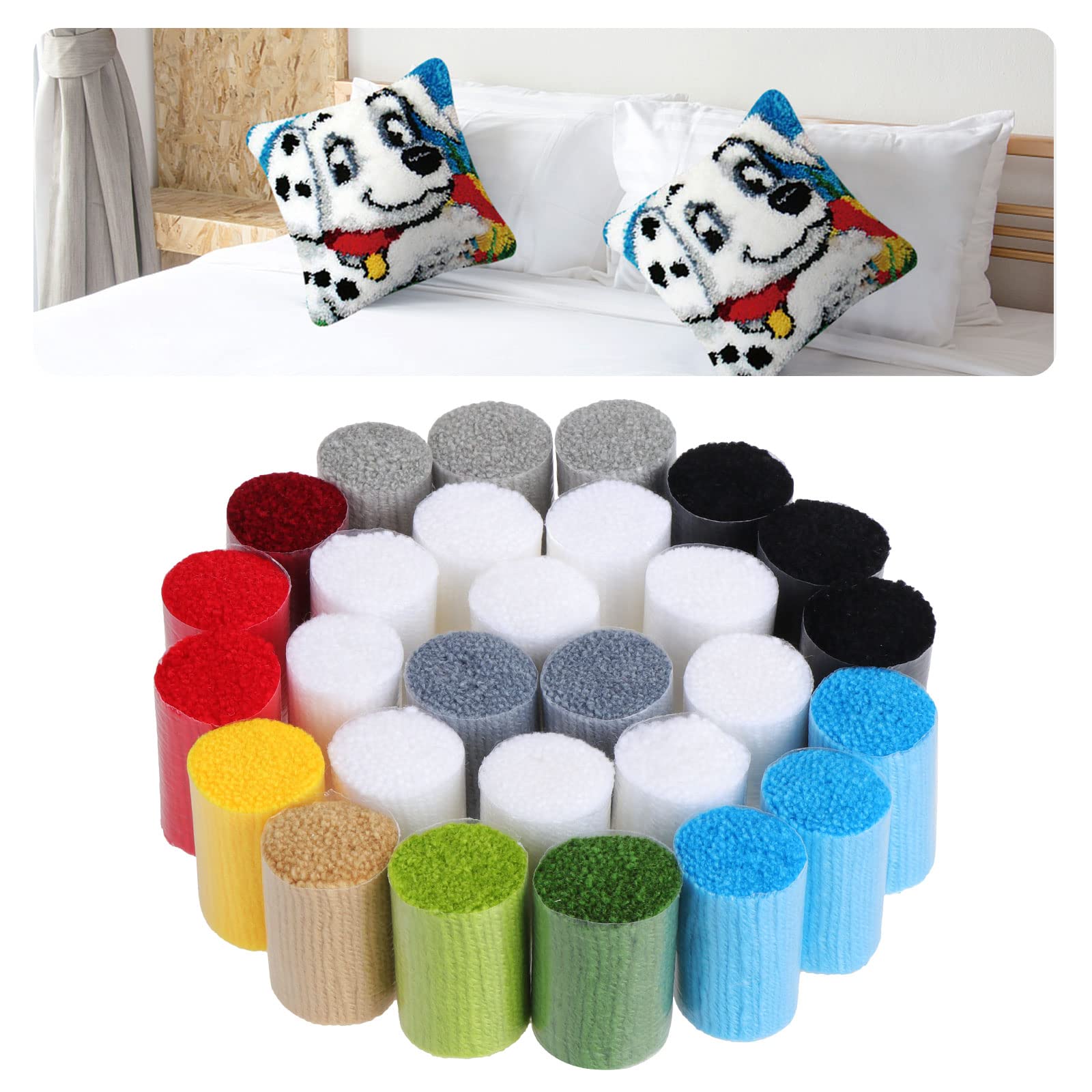Kit DIY Tapis Point Noué - 43x43 Cm - Crochet Inclus - Motif Jungle - Loisir Créatif Adultes/enfants - Housse Coussin