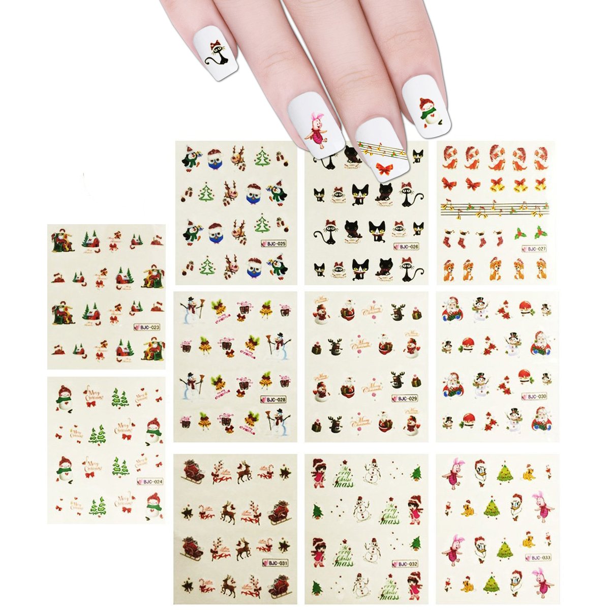 Amazon.com: ALLYDREW Christmas Water Slide Nail Art Decals Water Transfer  Nail Decals (11 designs/220 Nail Decals) : Beauty & Personal Care