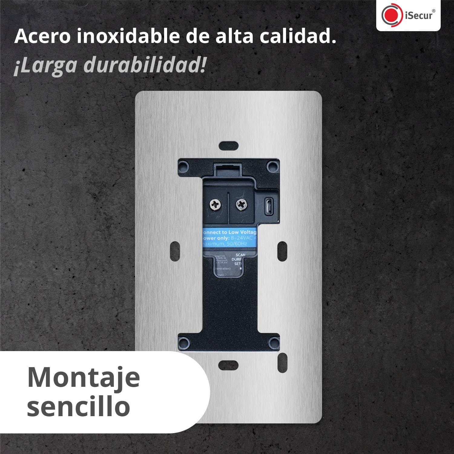 iSecur Placa Compatible con Timbre Ring a batería de Acero Inoxidable I Timbre de vídeo 2.ª generación 3 Plus 4 (2024) I Placa para Timbre I 90 x 160 mm I Placa para estación de Puerta I az167