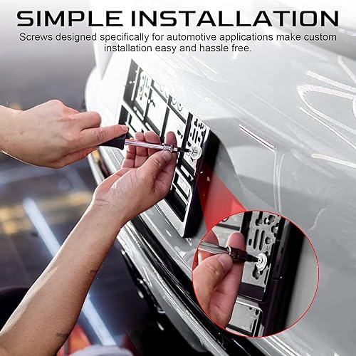 Miniatura 6 de LivTee Tornillos inoxidables para placa, marcos y cubiertas de en automóviles y camiones, juego de 4 pernos con montaje autorroscantes de acero