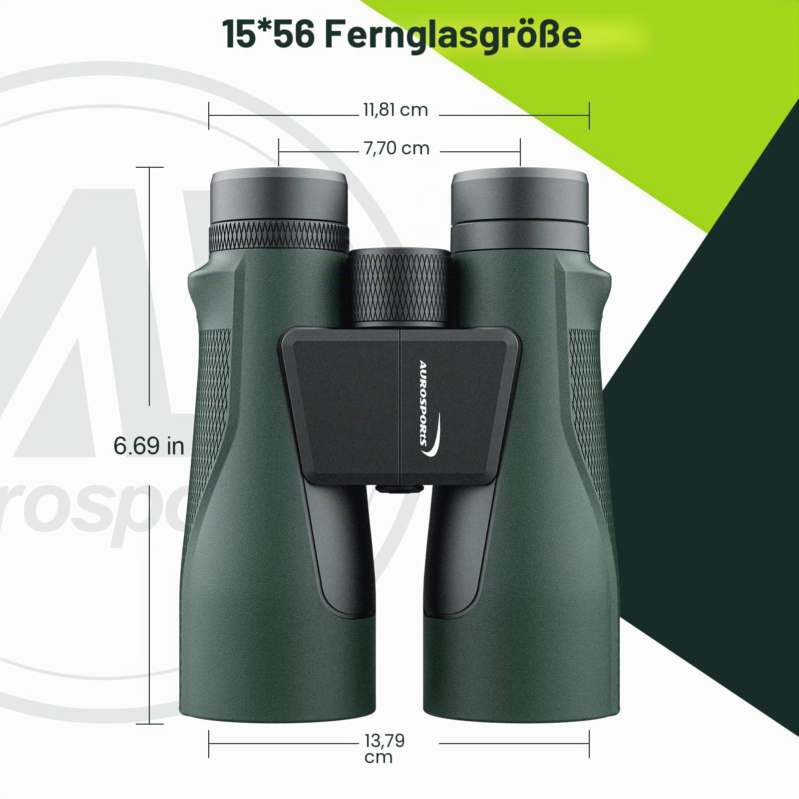 Aurosports 15x56 Fernglas für Erwachsene - HD Fernglas für Vogelbeobachtung Large View mit BAK4-Prisma klaren Low Light Vision - Easy Focus Leichtes Ferngläser für Jagd Wandern Kreuzfahrt Reisen（Grün）