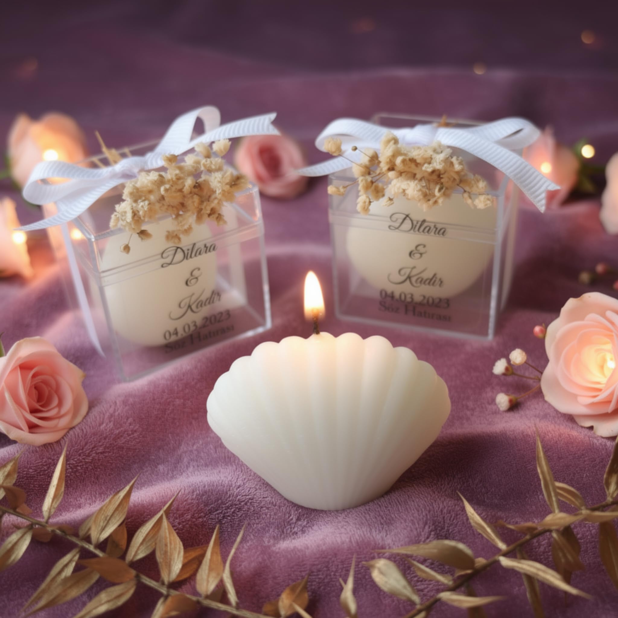 Lot de 50 bougies blanches élégantes en forme de coquillage pour mariages, fêtes prénatales et sur la plage, cadeaux de fête polyvalents