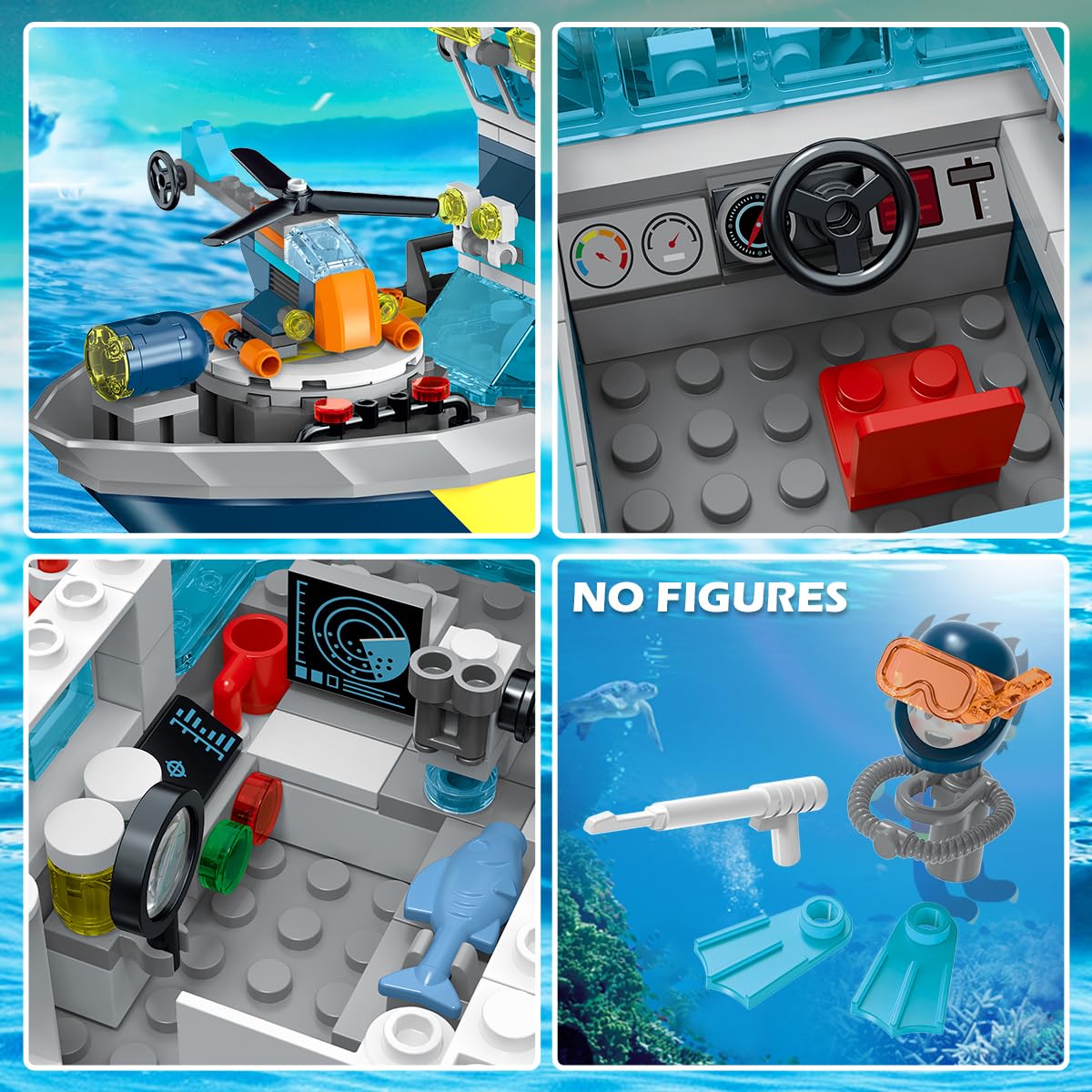 HOGOKIDS City Arctic Explorer Set di costruzioni navali con luce LED - Divertente kit di blocchi da costruzione galleggianti regalo per l'esplorazione dell'oceano per bambini bambine dai 6 anni in su