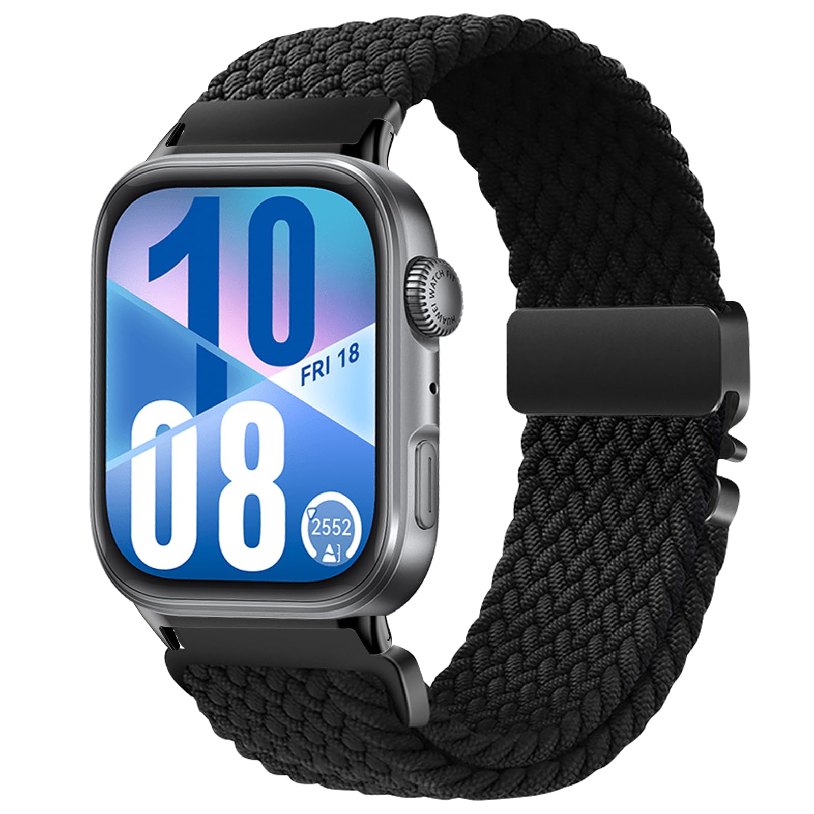 [AiMaoo] バンド Huawei Watch Fit 4 Pro/Fit 4/3 対応 交換ベルト 替えベルト 男女兼用 伸縮性 ナイロンパラシュートバックル編みバンド (ブラック)