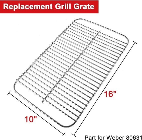 DELSBBQ Broilmann 80631 شبكة طهي من الفولاذ المقاوم للصدأ لـ Weber Go-Anywhere، تناسب شوايات الفحم والغاز Go-Anywhere، بديل لـ Weber 70211 و3634، 16 بوصة x 10 بوصة