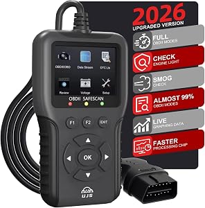 OBD2 Scanner Enhanced Universal, Check Engine Code Reader 65000+ Fault Codes, Battery Voltage Check, I/M Readiness, Live Data, Read & Clear Error Codes for All OBD II Protocol Car 1996+(Black)