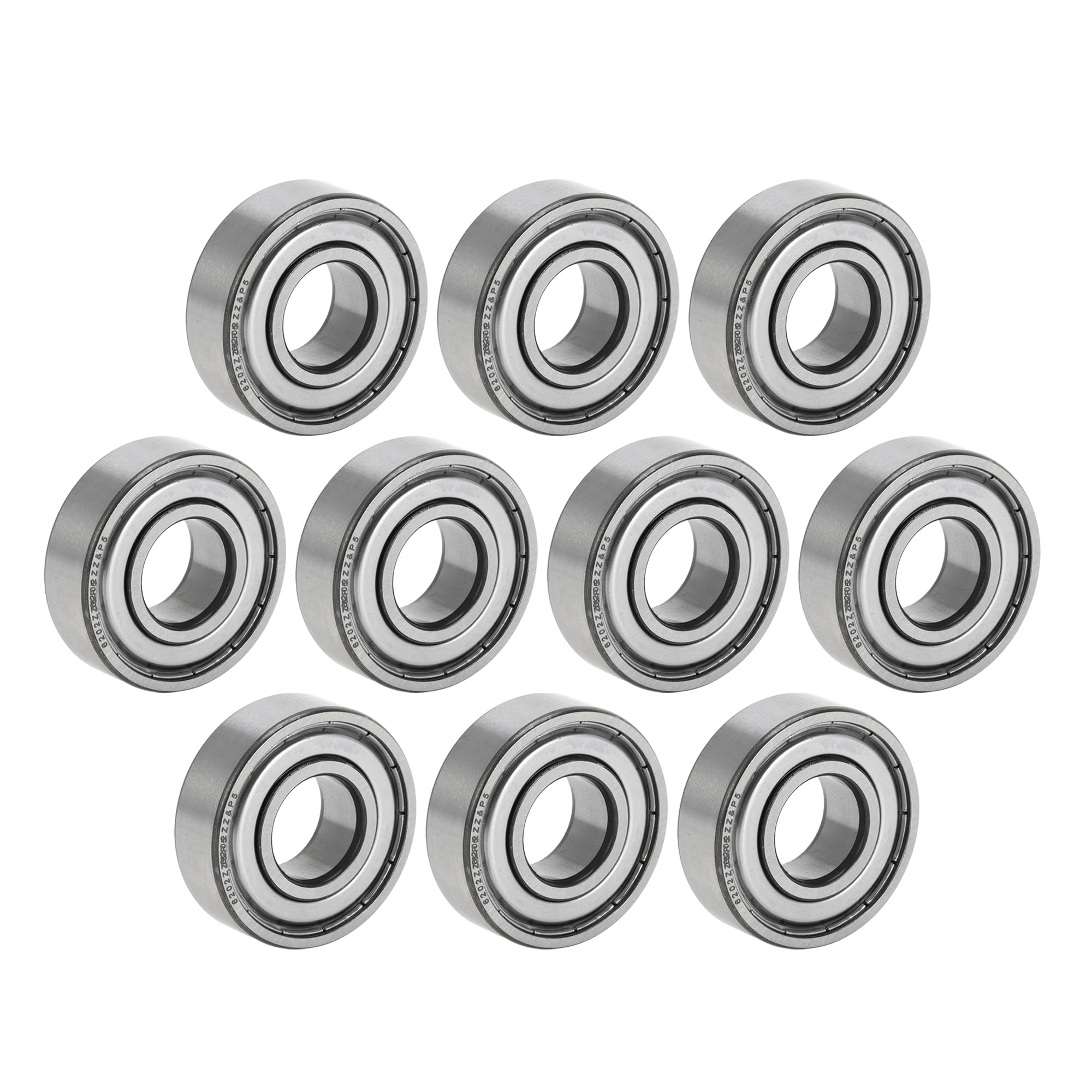 A ABSOPRO 6202ZZ Roulements à Billes à Gorge Profonde P5 15x35x11mm Roulements Lubrifiés Double Joint Métallique Tonalité Argentée Roue de Trottinette Skateboard - Lot de 10
