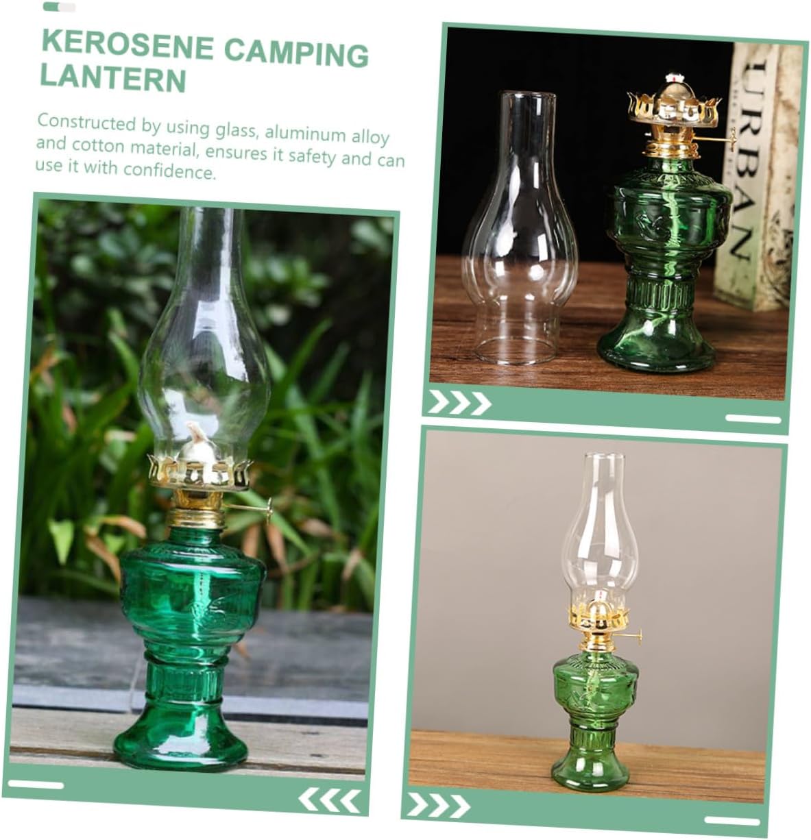 Vintage Rustic Kerosene Lamp with Thickened Windproof Glass Cover Decorative Camping Oil Lantern for Living Bedroom Kitchen Atmosphere Desk Oil Lamp with Retro Style and Easy Use