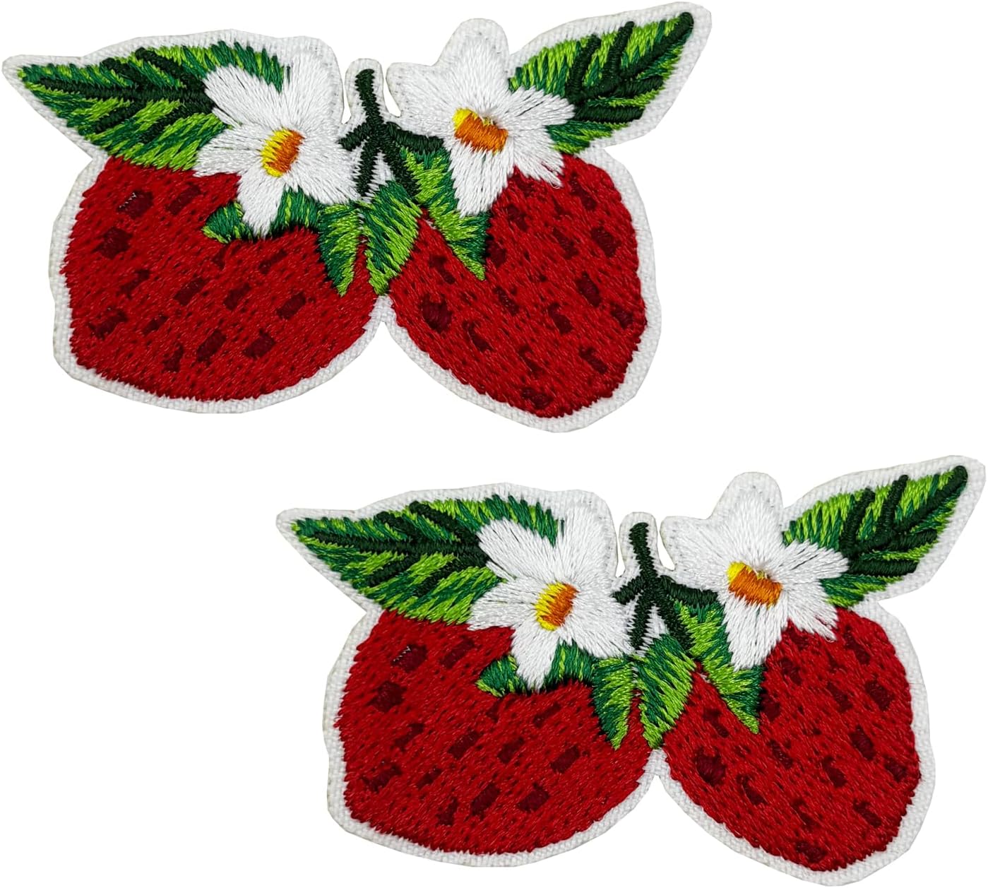 2 Pack Strawberry Berry Fruits Food Embroidered Iron On Patches for T-Shirt Backpack Baseball Hat