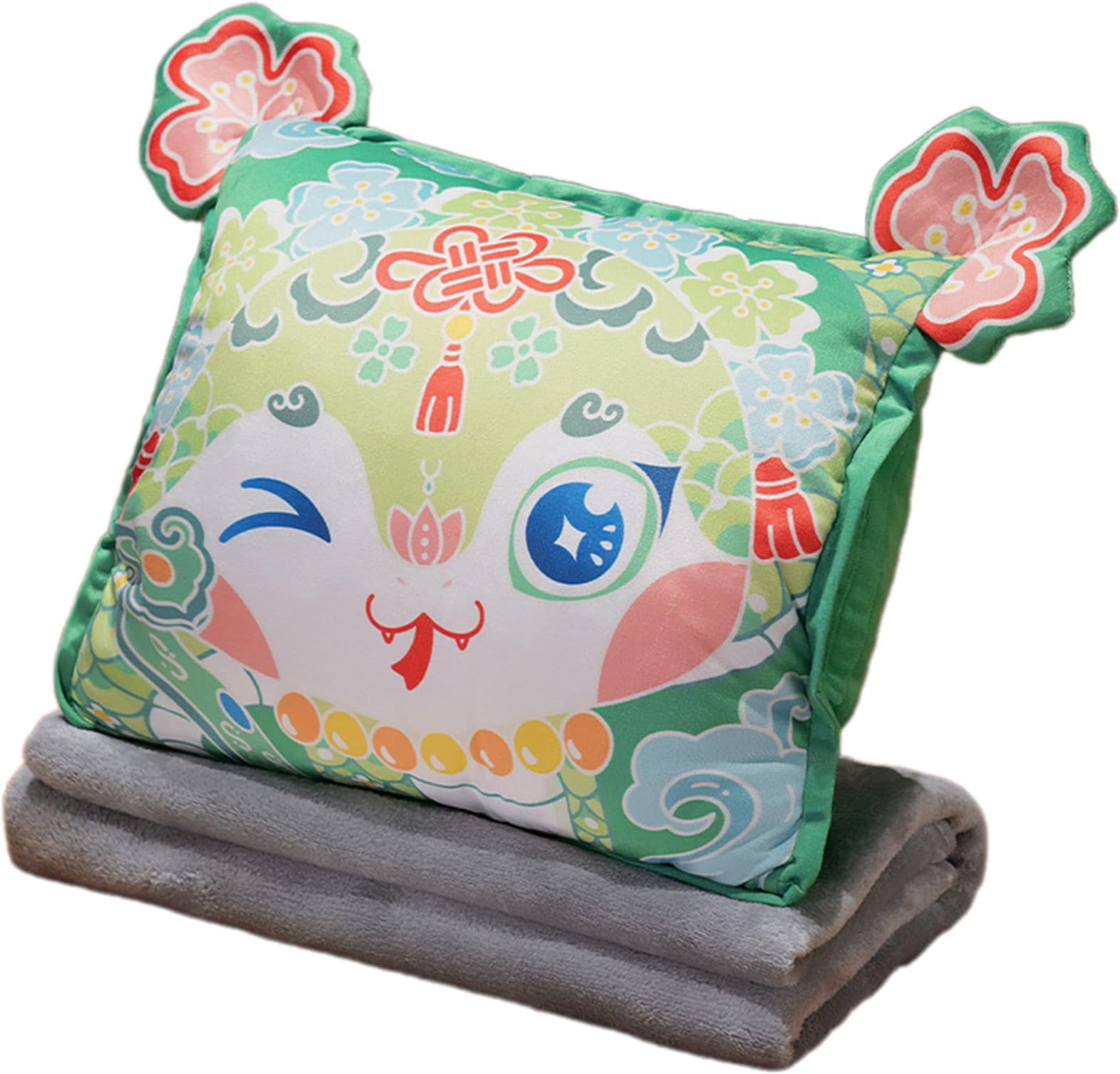 ヘビマスコット枕キルト両用クッション春昼寝ギフトクッション折りたたみエアコンヘビマスコットブランケット