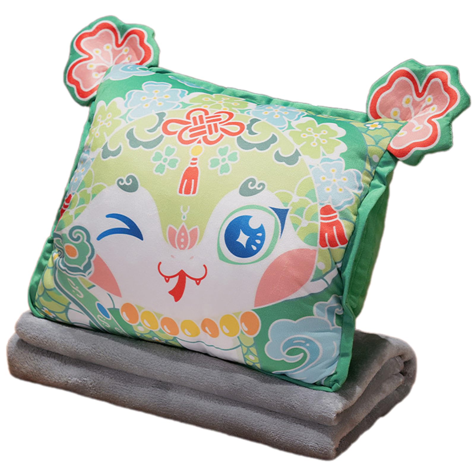 Elnwnnkc Use Snake Mascots Folding Air Conditioning Blanket Pillow, Car Interior Cushions, 3in1 Quilts, Naping Artifact Air Conditioning Blanket