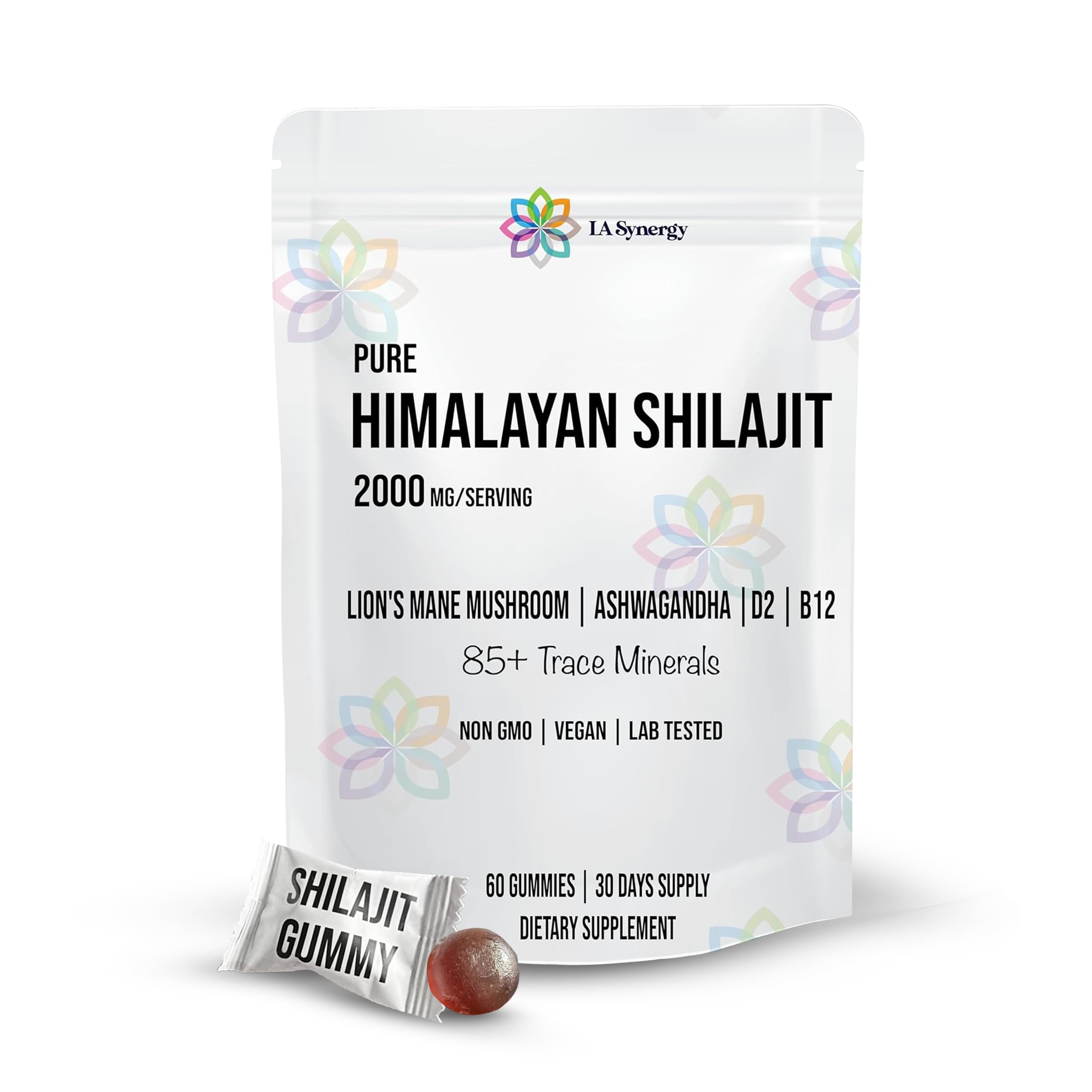 Himalayan Shilajit Gummies with Lion's Mane Mushroom, Ashwagandha, Vitamin D2 & B12 – Natural Dietary Supplement