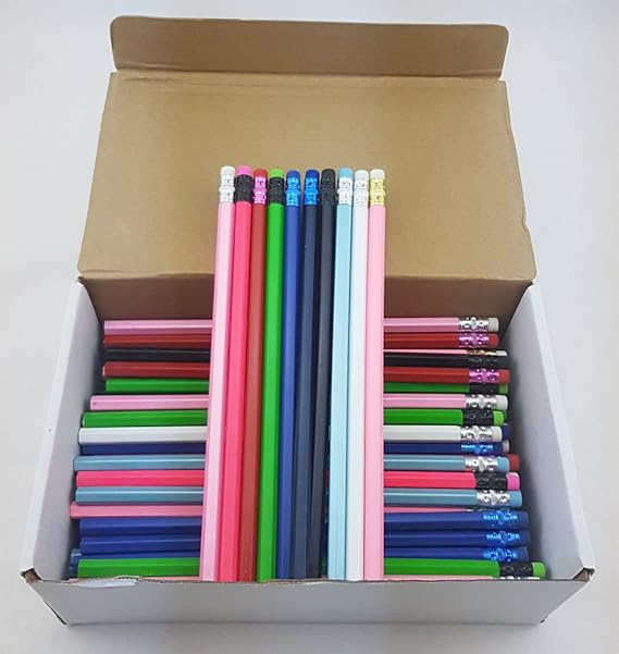 ezpencils 144 Assorted Colors Pencils with Assorted Colors Ferrules & Assorted