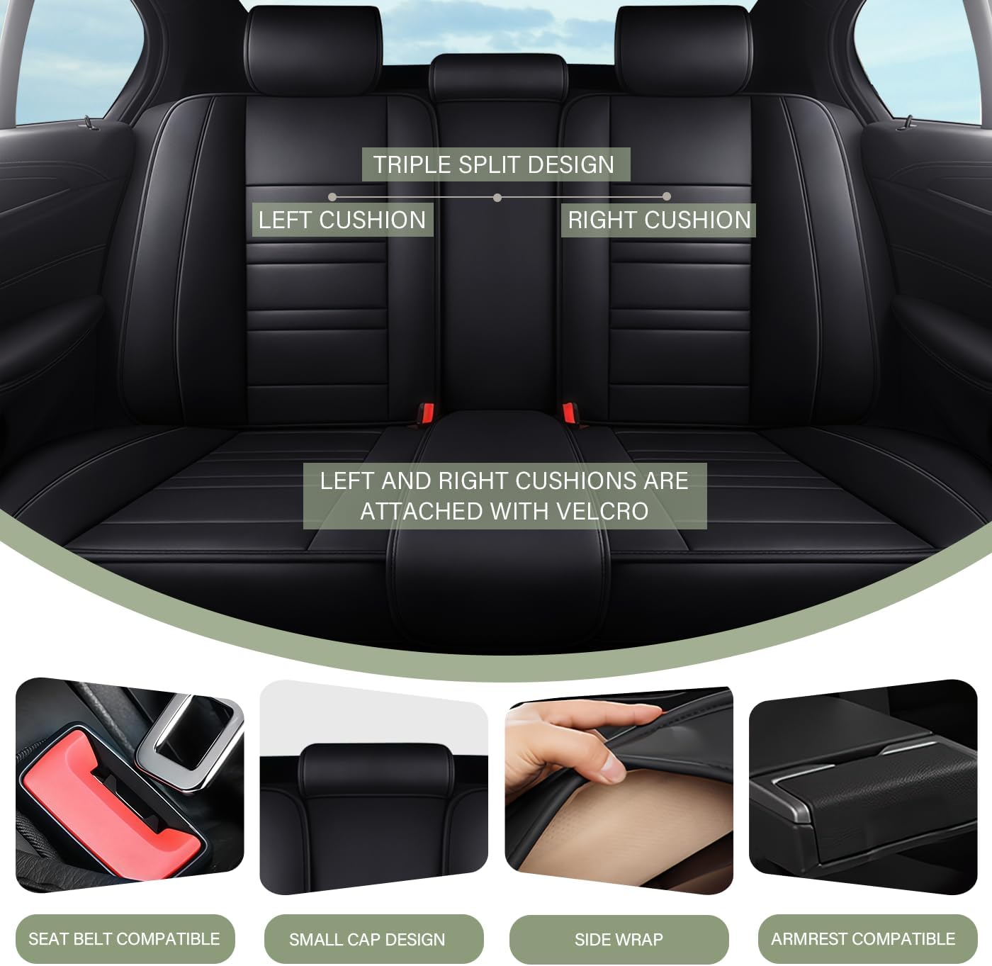Leather Car Seat Covers Fit for Ford F250 2011-2024, 5 Seats Non-Slip Waterproof Car Seat Cover, Sporting Style Full Set Accessories (Black)