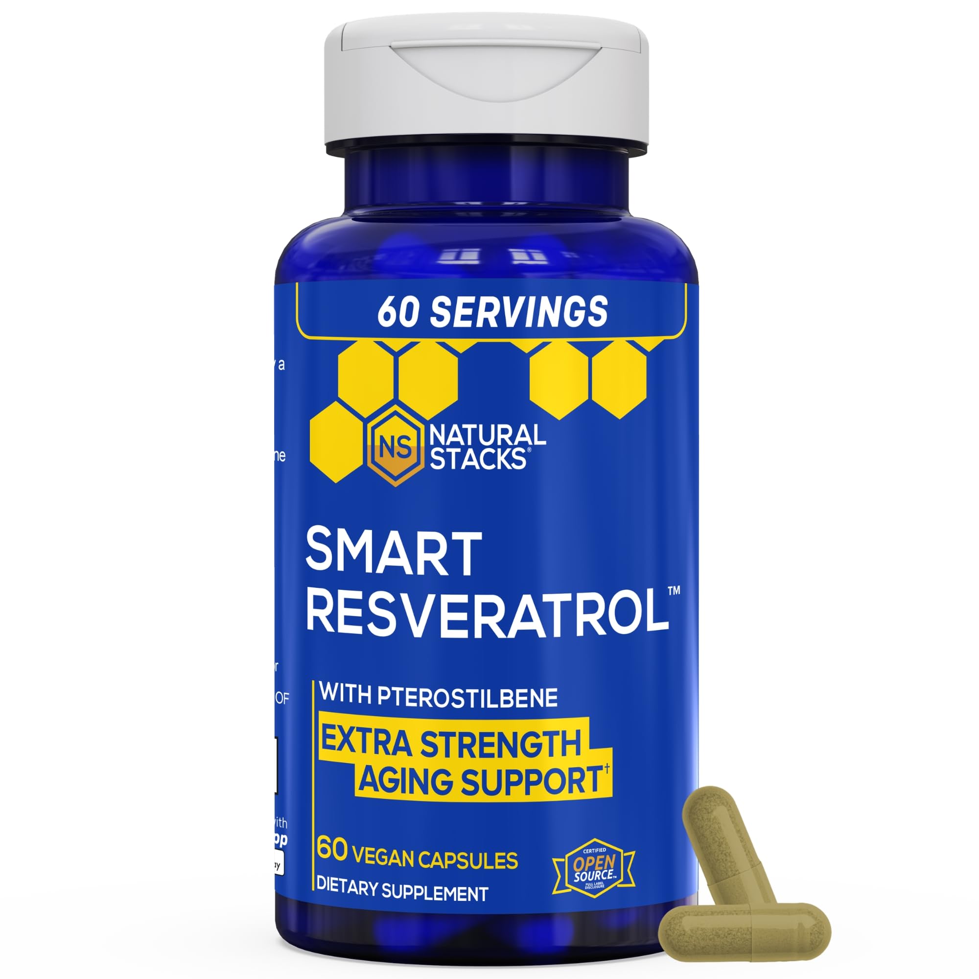Smart Resveratrol 250mg with Pterostilbene, Antioxidant Support, 60 Count 60 Count (Pack of 1)