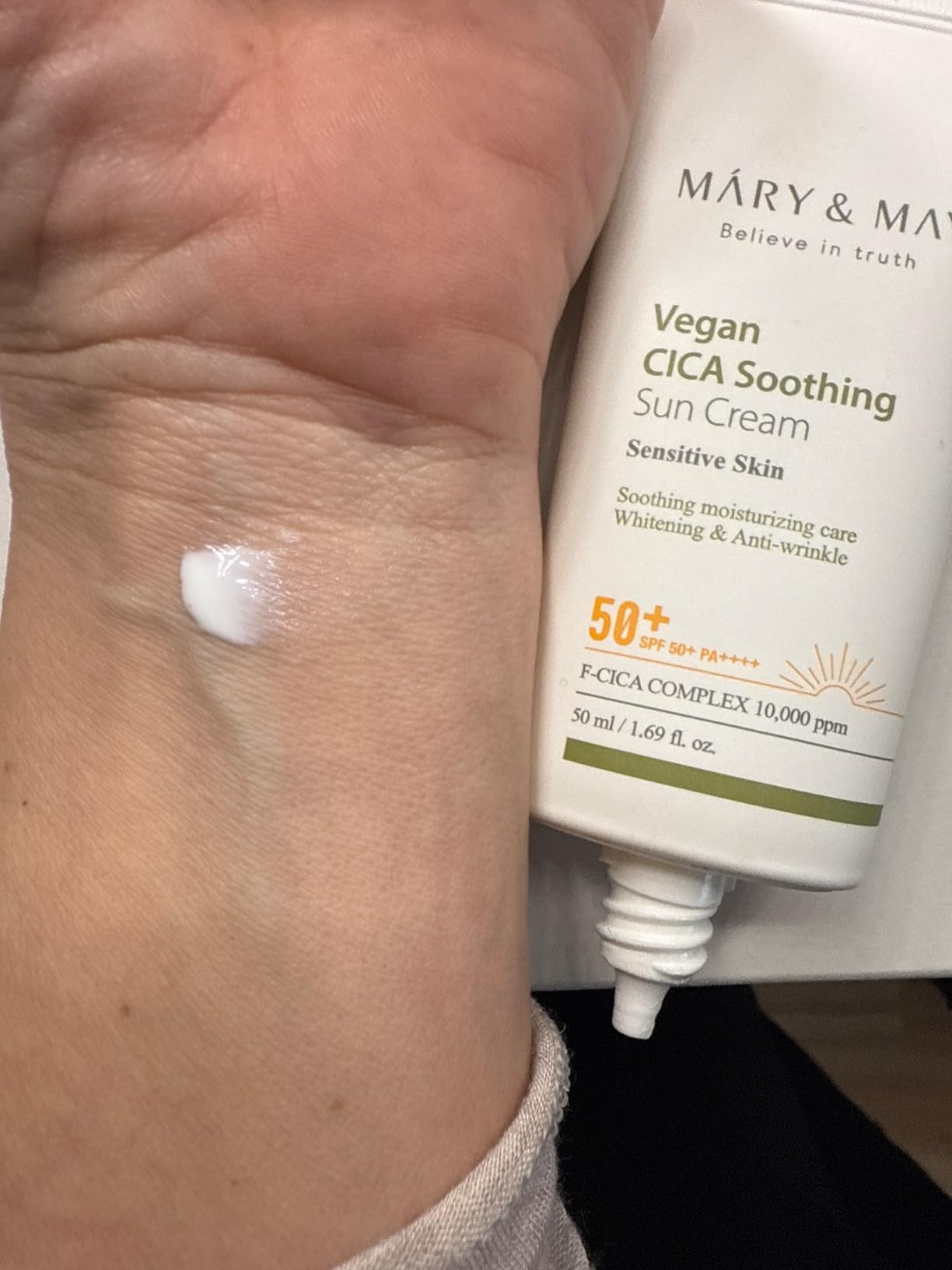Mary&May [Mary&May] CICA Soothing Sun Cream SPF50+ PA++++ 1.69 Fl Oz / 50ml | Light Absorption, Non-Sticky SPF, Hydration, No White Cast, Cica Facial, Daily care | Cruelty Free, Vegan